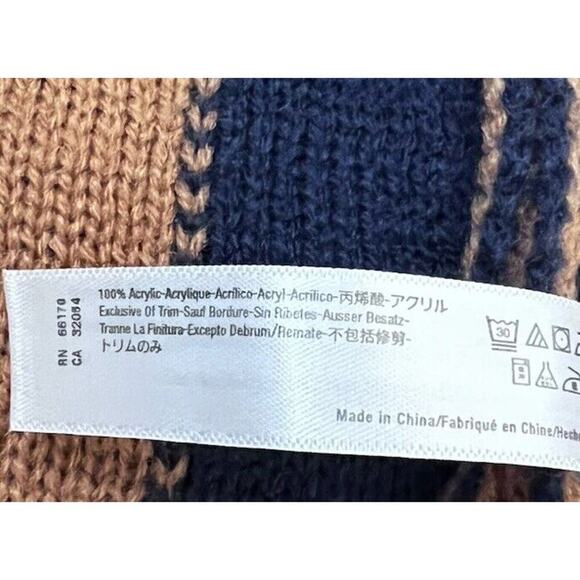 Anthropologie Akemi+Kin Cape Sweater Womens One Size Navy Brown - Picture 6 of 7